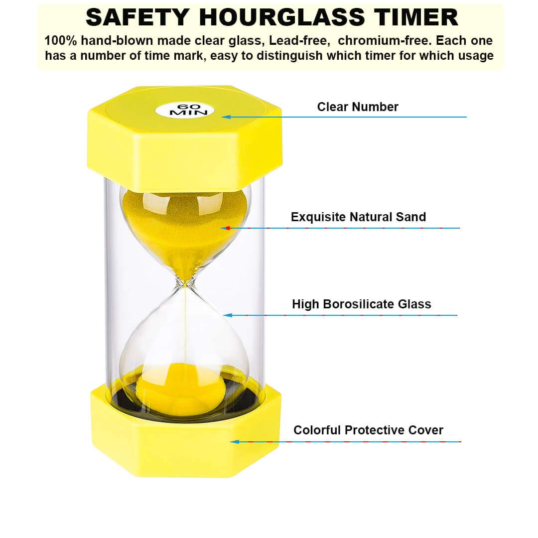 Hourglass Sand Timer 15 Minute: Colorful Sand Clock 5 Minute, Small Yellow Sand Watch 15 Min, Plastic Hour Glass Colorful Sandgl